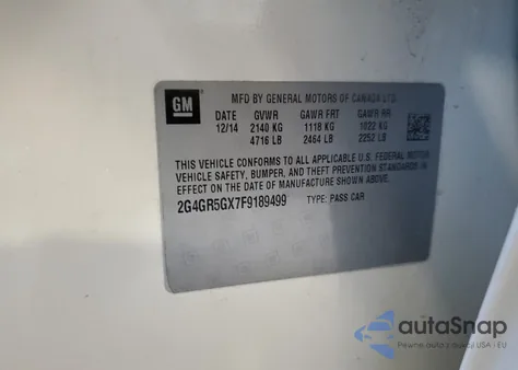 2015 Buick Regal Premium из США, поврежденный, VIN 2G4GR5GX7F9189499